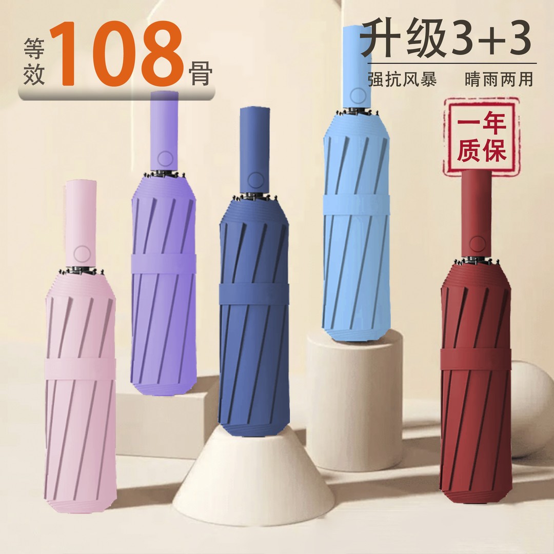 【超结实】新款108纤加大加固加厚雨伞抗暴风雨晴雨伞全自动太阳伞商品图