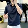 藏青色亚麻短袖POLO衫男夏季高端休闲衬衫式T恤轻薄透气半袖上衣商品图