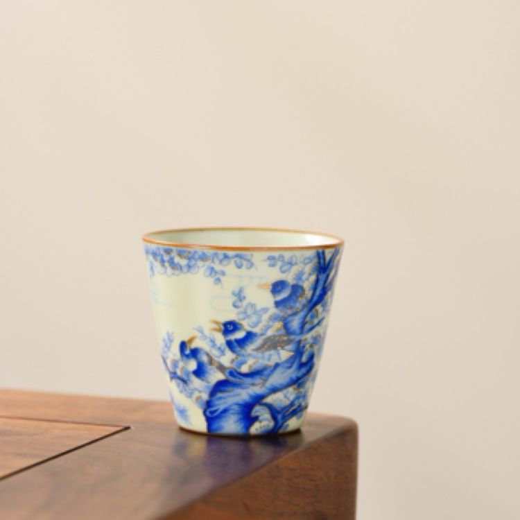 蓝喜鹊闻香杯青花陶瓷品茗杯茶杯陶瓷40ml客杯冰裂纹商品图