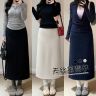 8389-【莱赛尔＋运费险】夏季新女装微胖大码显瘦直筒开叉半身裙商品图