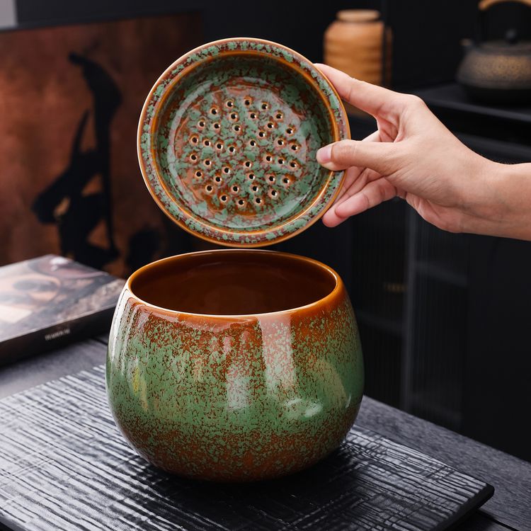 茶水分离陶瓷茶渣缸桌面家用带过滤水盂茶台废水桶烟灰缸茶具配件商品图