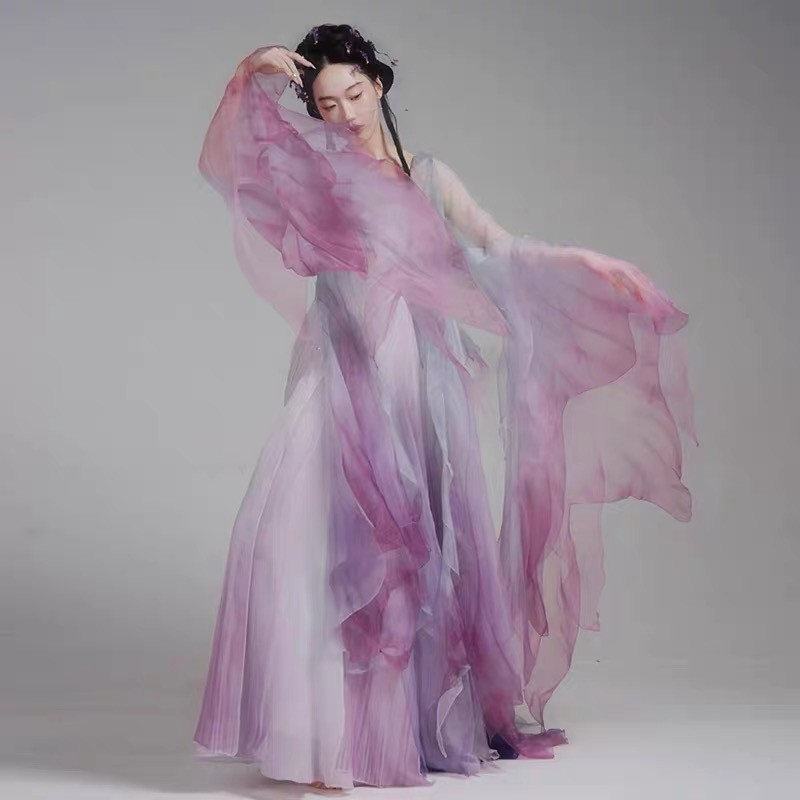 古典舞日常连衣裙新款中国舞蹈服装练功舞蹈服汉服大袖古风仙女裙商品图