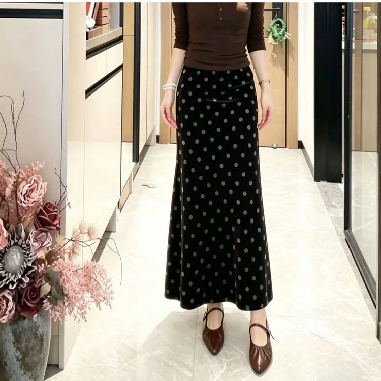 【现货+两个裙长】洋气百搭半身裙女秋季新款女装高腰显瘦a字鱼尾裙商品图