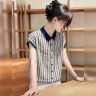 韩版撞色女款条纹衬衫女2026夏季新款宽松休闲显瘦百搭短袖上衣商品图