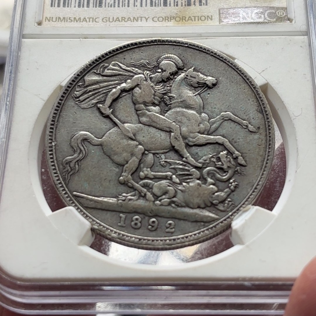 银Ag900英国维多利亚马剑银币28克925%纯银商品图