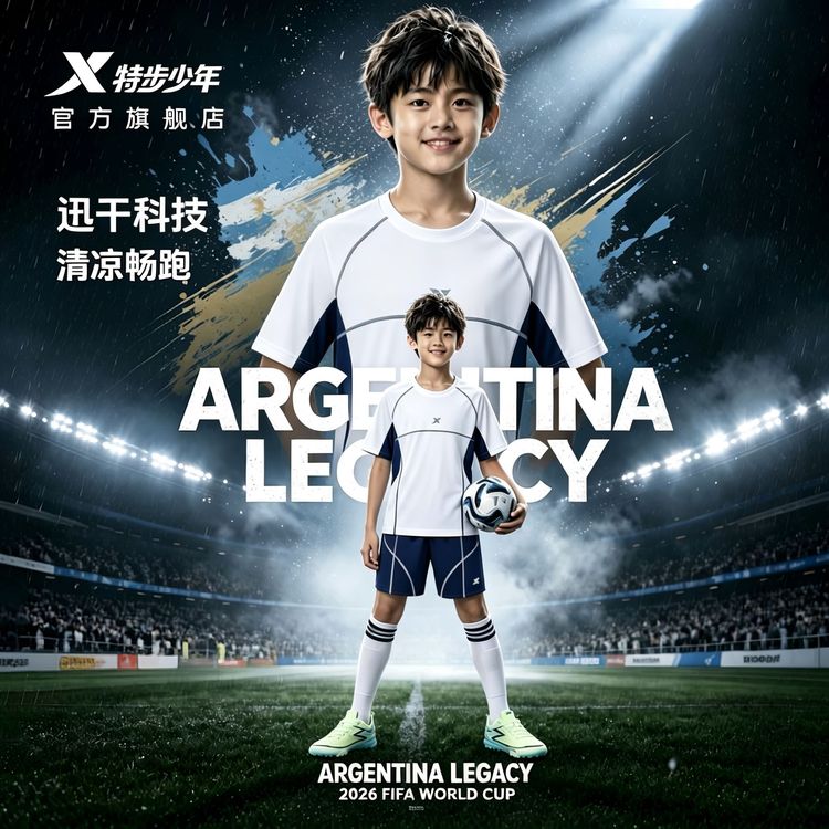 【特步少年】26年夏运动足球套装夏季短袖短裤透气不沾6742265A9396商品图