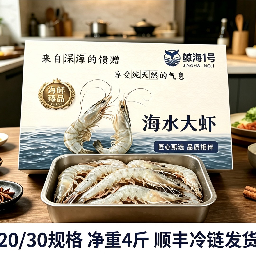 【特大号20/30】净重4斤 海虾单只15-18cm 45-55只顺丰特快 商品图