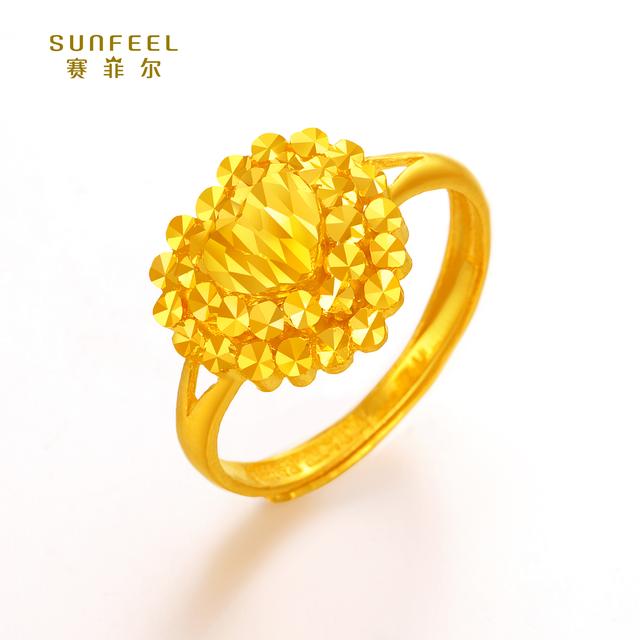 SUNFEEL/赛菲尔【一店】足金心形闪光钻面戒指JDA04951/HJ051188商品图