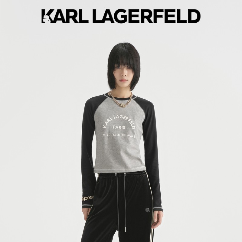【大可专属】KARL LAGERFELD 插肩袖长袖T恤236L1771商品图
