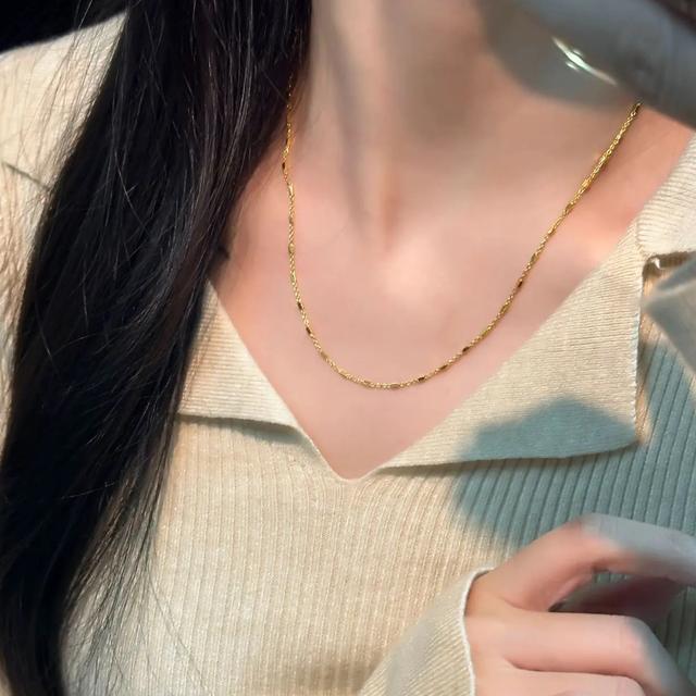 钛钢项链 星光小方糖素链项链精美百搭简约不掉色气质时尚轻奢商品图