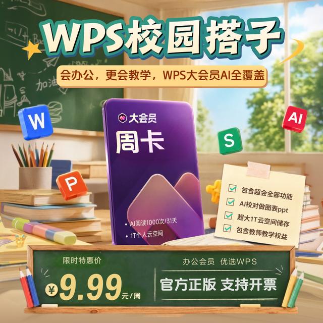 【WPS大会员周卡7天】旗舰店直充office含超会AI权益pdf编辑教学包商品图