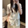 【正版品质有运险】设计感蕾丝拼接短袖T女假两件气质显瘦上衣6860商品图