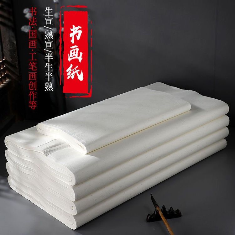 【雅宸】白色半生半熟书画纸宣纸书法专用纸国画初学者四尺对开纸商品图