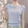 2026夏季新款洋气设计感立体花朵装饰修身显瘦针织T恤女装上衣潮商品图