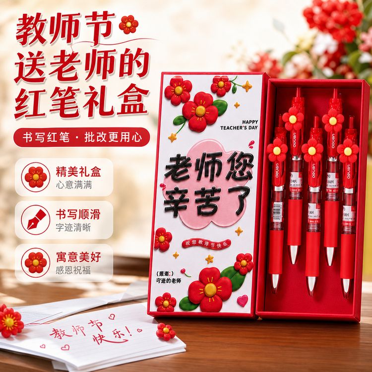教师节红笔礼盒送老师2026新款高档实用创意谢师礼伴手礼精致礼品商品图