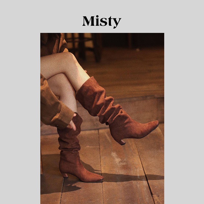 Misty雾屿女鞋|34-40|5cm|2025秋季爆款绒面细跟百搭时装长筒靴商品图