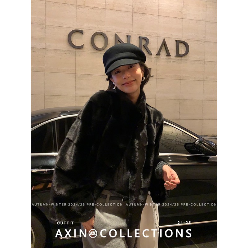 阿昕亮晶晶 五彩斑斓的黑 琎口宝嘉美毛峰级横排貂皮外套AX250562商品图