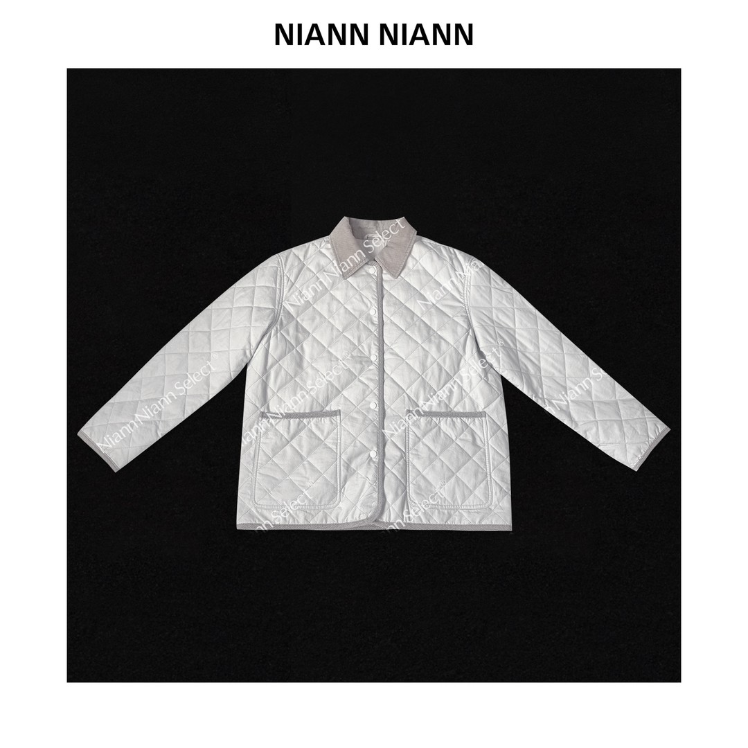NiannNiann 26秋冬新品极简轻盈保暖翻领水泥灰华夫格棉服17527商品图