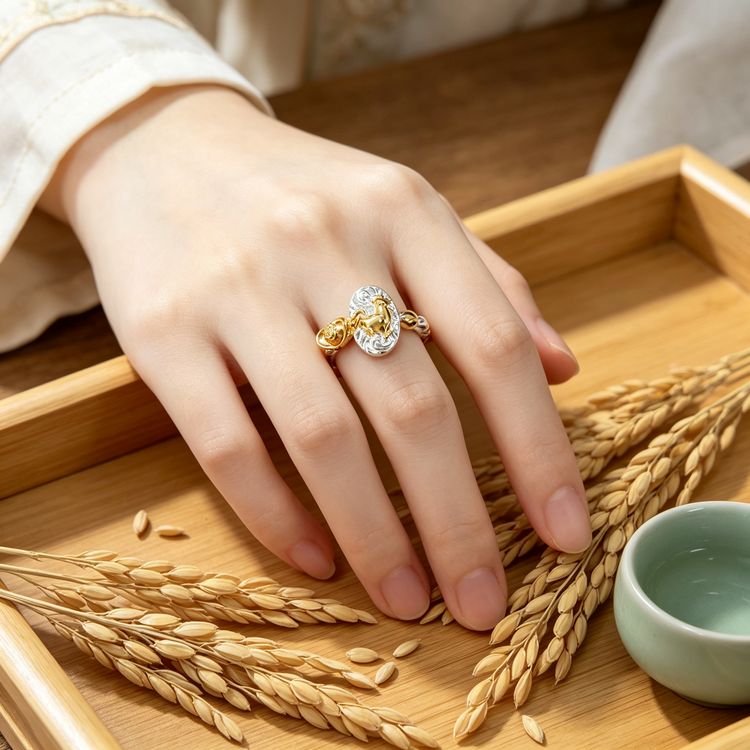 大师推荐丨新款七粒米生肖戒指手工男女同款活口圈时尚百搭指环商品图