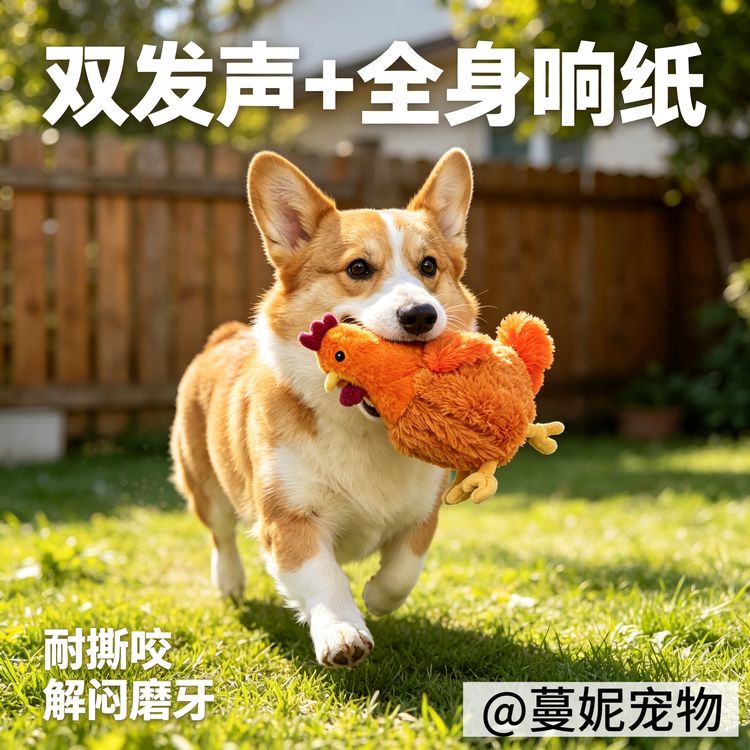 防掏棉仿真鸡发声玩具猫狗啃咬耐磨益智互动洁齿自嗨毛绒玩偶陪伴商品图