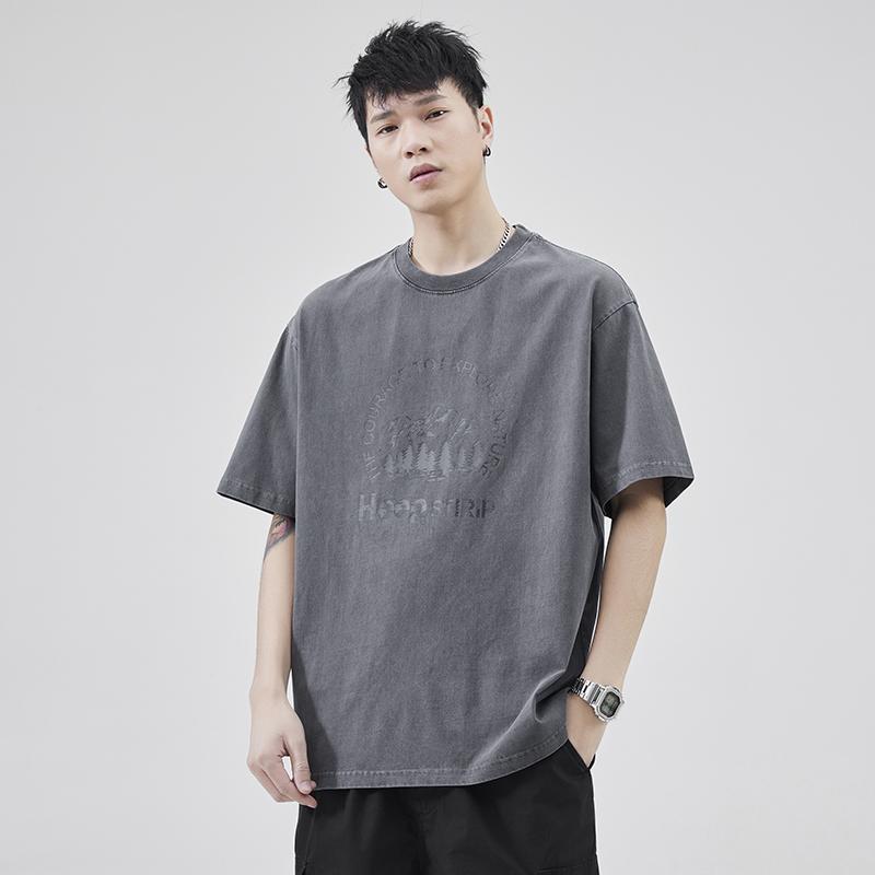 港风纯棉短袖T恤男夏季ins潮流打底衫设计感宽松百搭圆领半袖体恤商品图
