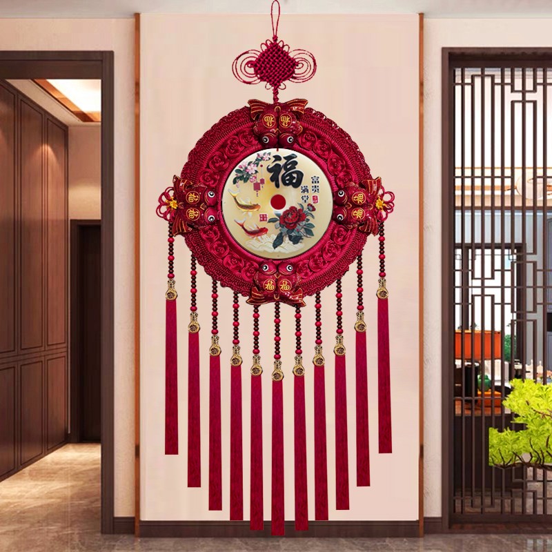 宫阙红F【羊脂平安扣】中国结挂件客厅玄关新年家居福字背景 M38Y-P商品图