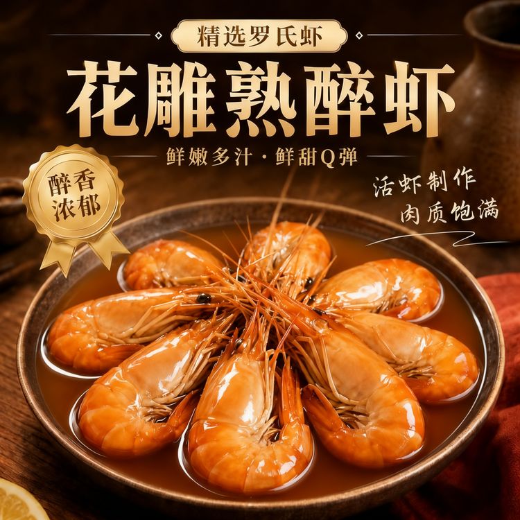 【顺丰包邮】花雕熟醉罗氏虾零食花雕话梅本帮头盘凉菜老师傅特调商品图