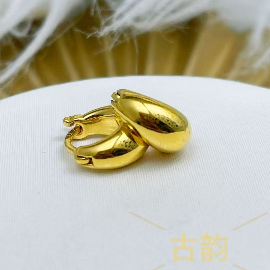 金城古韵 足金999 可爱小金坨耳扣耳饰 小众简约百搭 生日礼物商品图