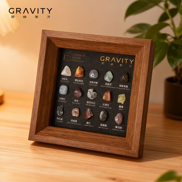 gravity地心引力15种矿石标本天然原石矿物相框生日礼物工作摆件