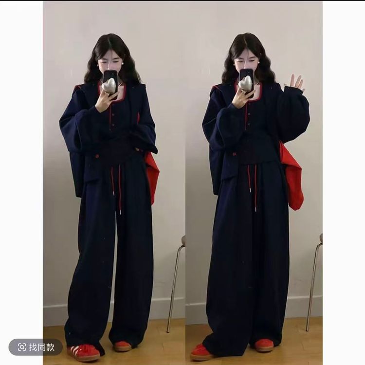 【运费险+三件套】2026秋冬新款长袖阔腿裤休闲款时尚套装女2631商品图