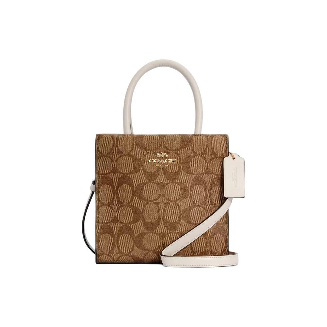 99新 COACH/蔻驰 Cally17经典拼色斜挎小号女款白色配棕色老花商品图