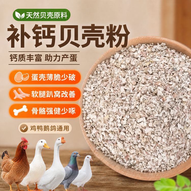 正品贝壳粉鹌鹑鸡鸭鹅鸽子补钙产蛋通用粉高钙饲料添加剂提升蛋量商品图