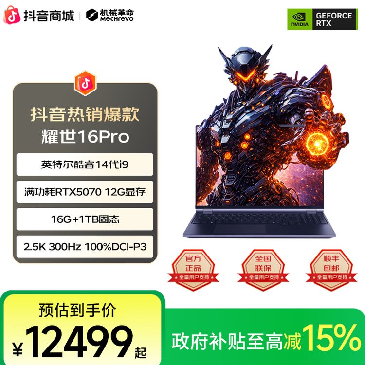 【国补15%】机械革命耀世16Pro i9-14900HX 5070 12G显存笔记本电脑商品图