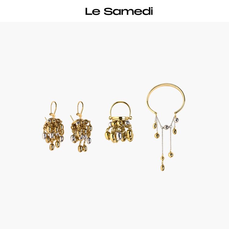 Le Samedi 黄铜耳饰 马油叶儿【波光摇摇】种子形耳环/戒指/手镯商品图
