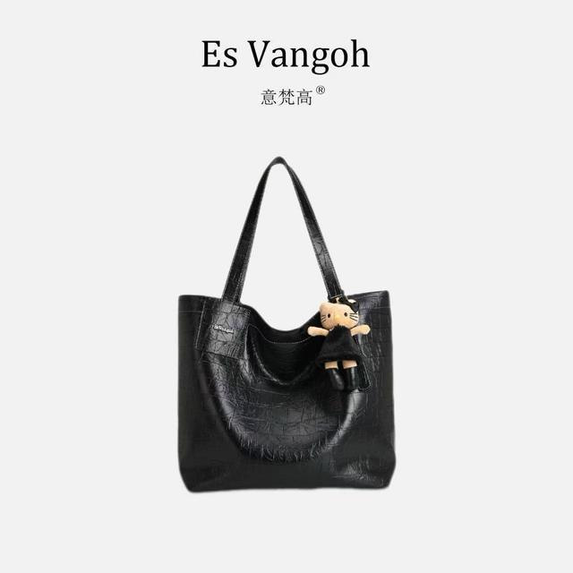 【幂姐同款】EsVangoh/意梵高2026新款休闲压纹软皮质感托特包CX商品图