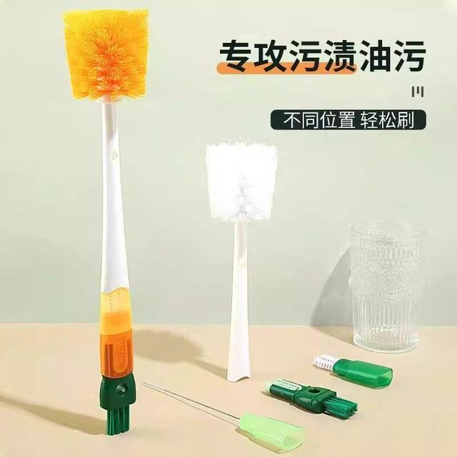 平头五合一杯刷保温杯吸管刷杯口清洁刷子多功能杯刷长柄热水壶刷商品图