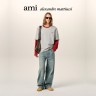 【早秋新品】Ami Paris异色针织圈圈纱贴饰撞色双层袖假两件T恤商品图