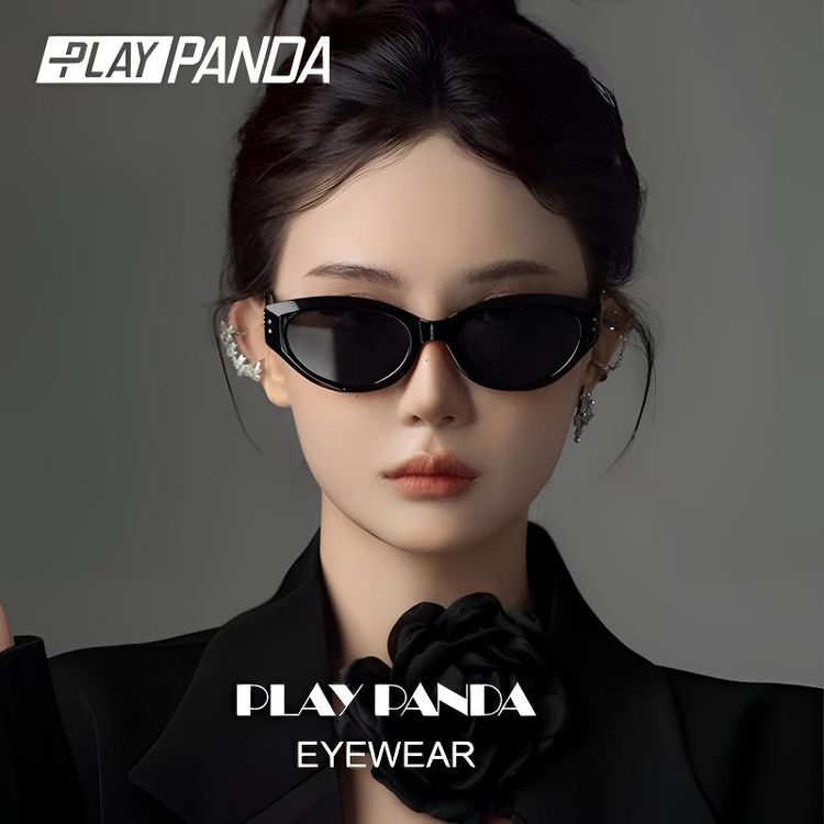PLAYPANDA猫眼墨镜女2026新款方圆脸近视偏光遮阳防紫外线太阳镜商品图