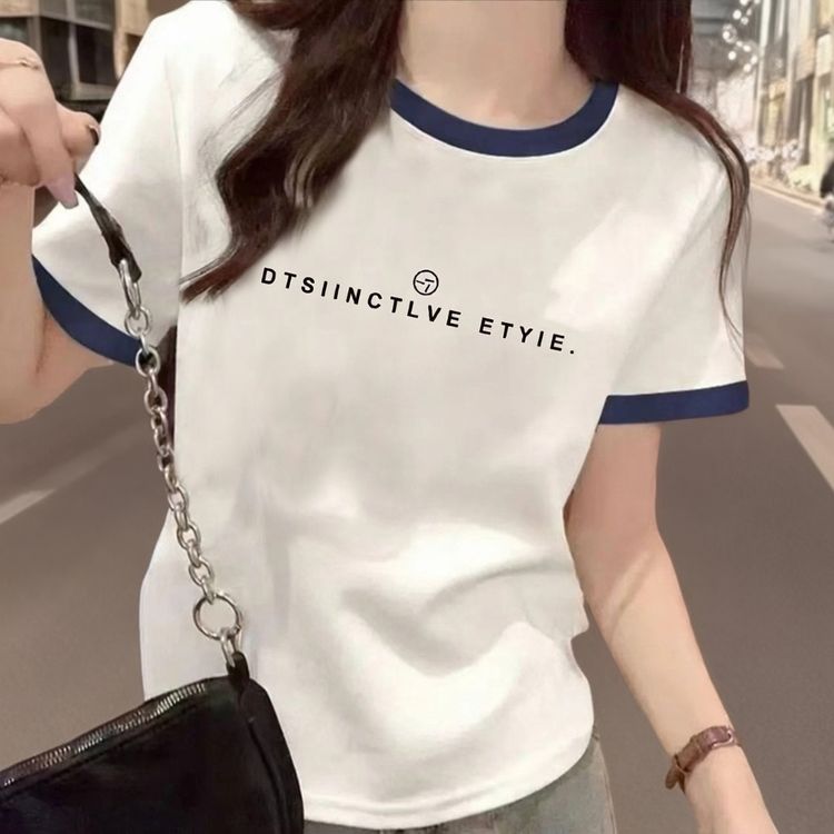 【新款撞色】女款短袖T恤经典休闲百搭短袖A商品图