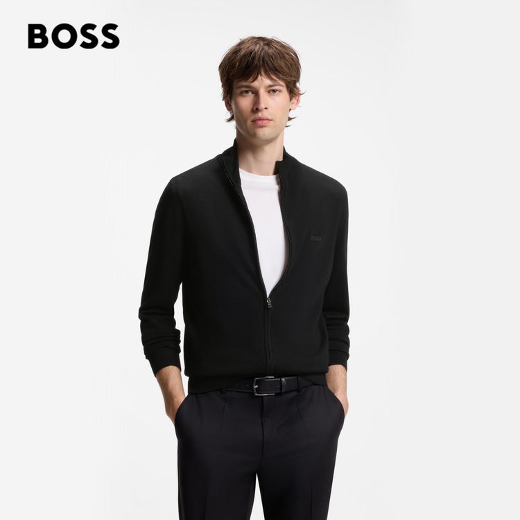 【肘子专属】BOSS博斯秋冬新款经典款男士羊毛立领拉链开衫50549650商品图