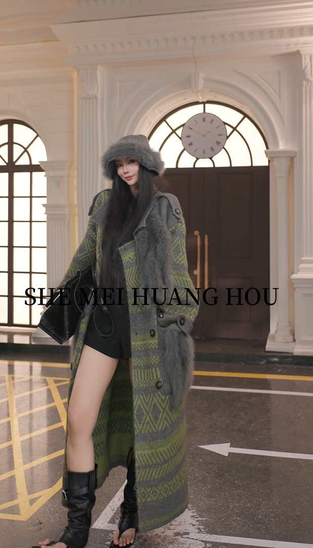 【孝丽】“艺术家”原创设计师狐狸毛皮草羊毛帽子长款套装26880商品图