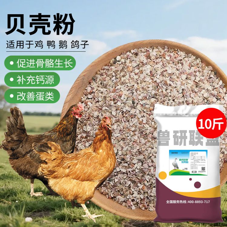 高钙多矿贝壳粉喂鸡专用鸡鸭鹅鸽子软壳蛋钙磷营养贝壳饲料添加剂商品图