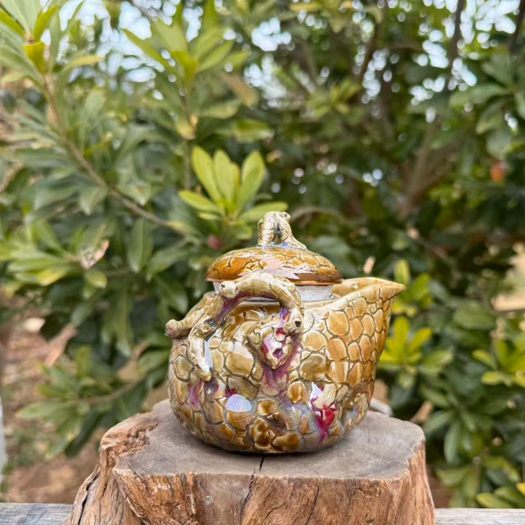 建水紫陶传承裸坯柴烧老匠人烧制（汤老师创新款）窑宝级供春手抓壶商品图