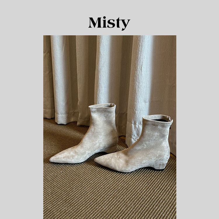 Misty雾屿女鞋|34-40|4cm|2025秋季爆款绒面粗跟百搭时装短靴商品图
