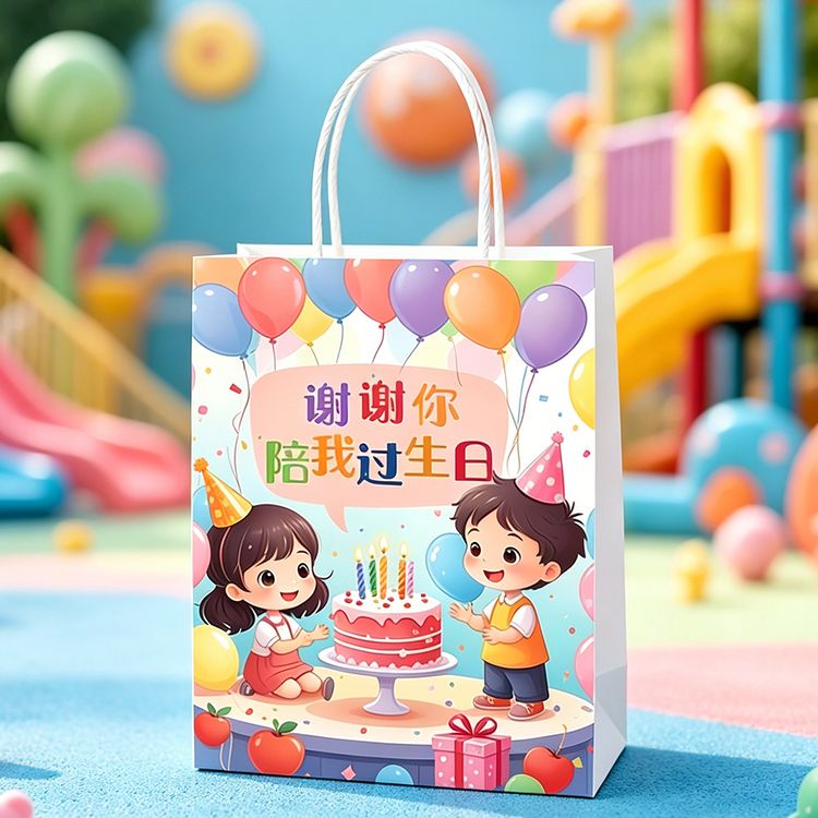 谢谢你陪我过生日快乐手提袋幼儿园生日零食小礼袋装伴手礼物袋商品图