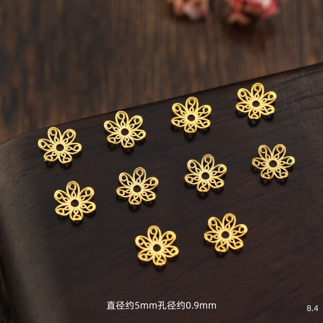 【团价】实心金版2片||18K金实心金莲花花托花帽配件不变形商品图