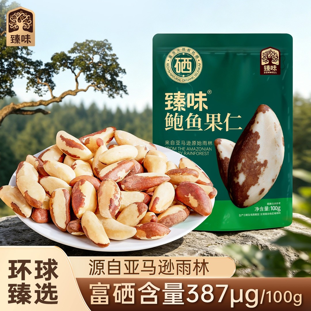 【富硒坚果】臻味原料进口鲍鱼果仁巴西坚果100g原味孕妇补硒脆香商品图