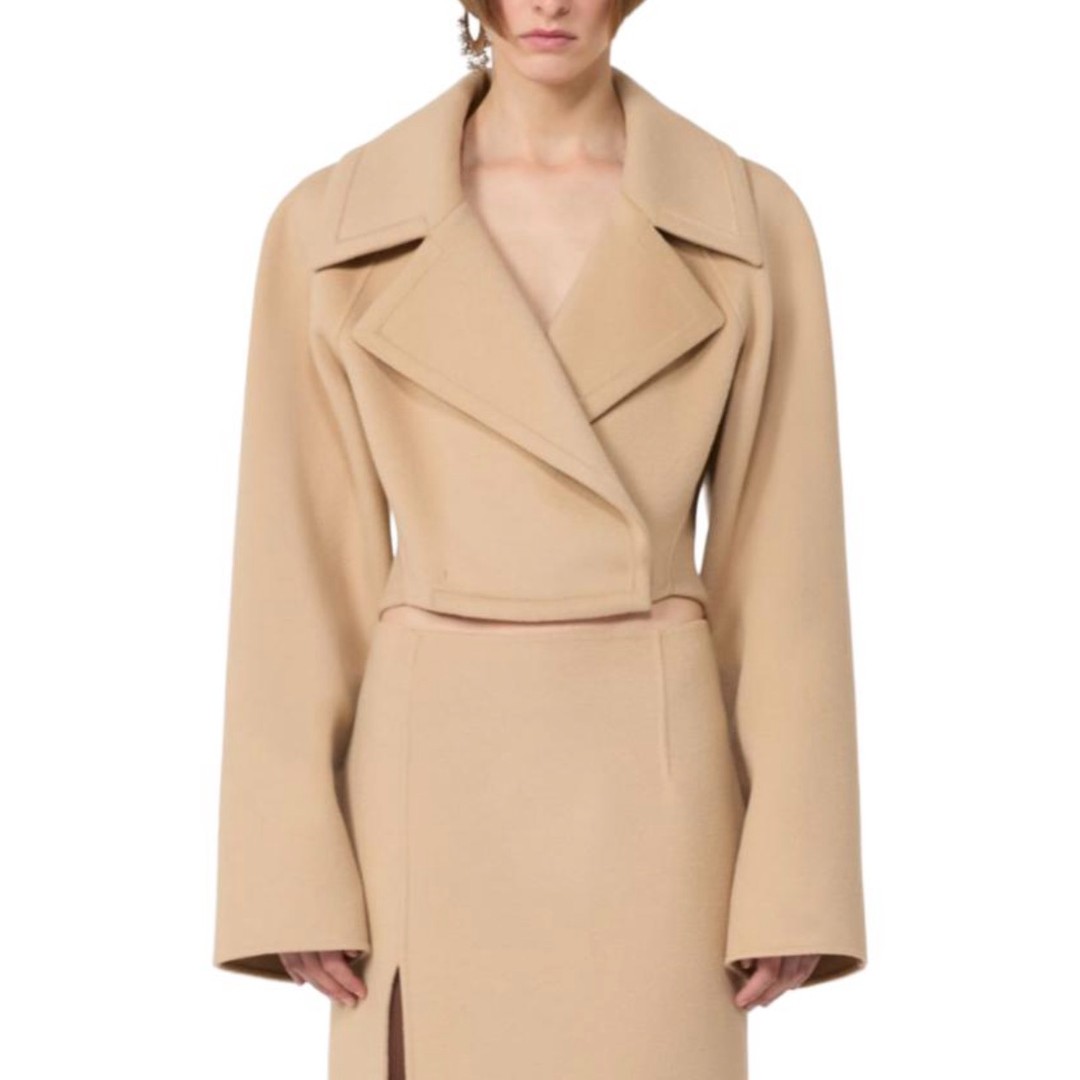 99新 MaxMara 娜娜专属 SPORTMAX SPXVIALE 大翻领短款外套 驼色商品图