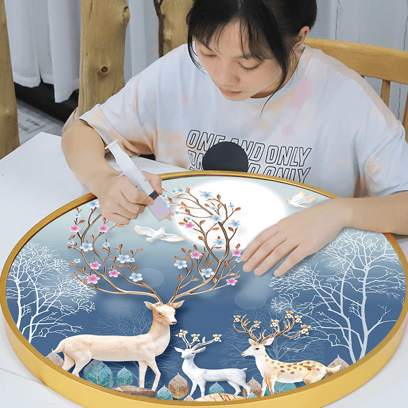 5D钻石画2023新款满钻麋鹿客厅玄关手工水晶点砖石贴画贴钻十字绣商品图