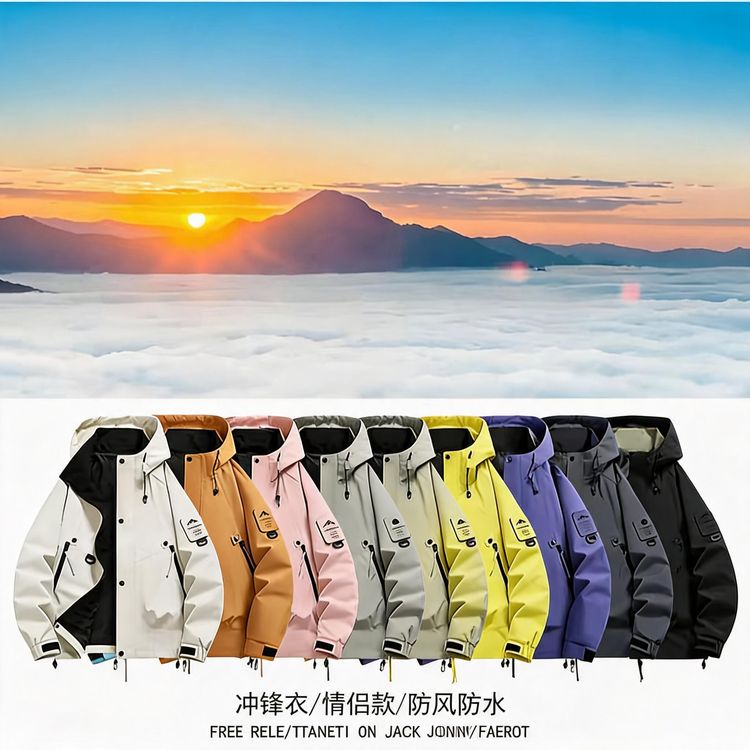 户外情侣冲锋衣长袖男女款潮流外套春秋新款防风运动登山服8053商品图